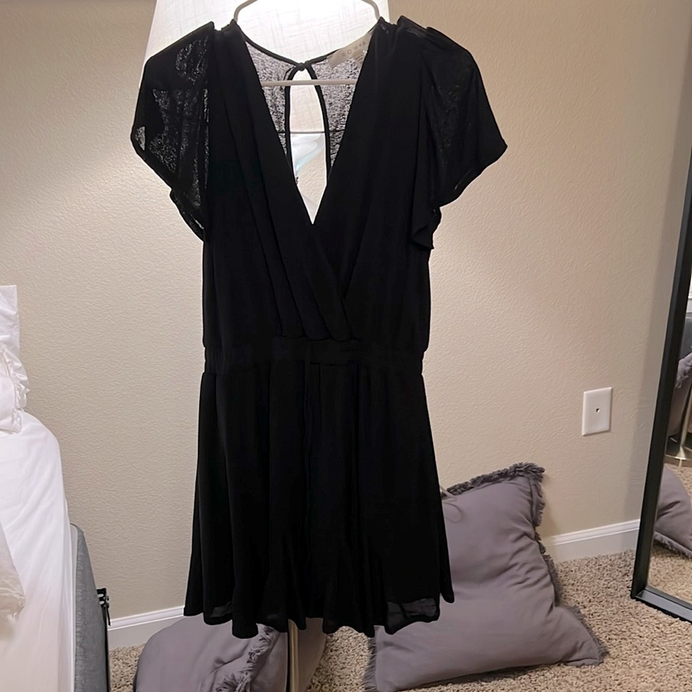 Black summer dress with button in back